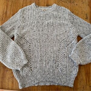 ONeill Chunky Sweater Womens L Gray Cotton Blend Knit Crewneck Long Sleeve